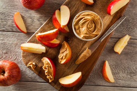 organic apples and peanut butter to snack on
